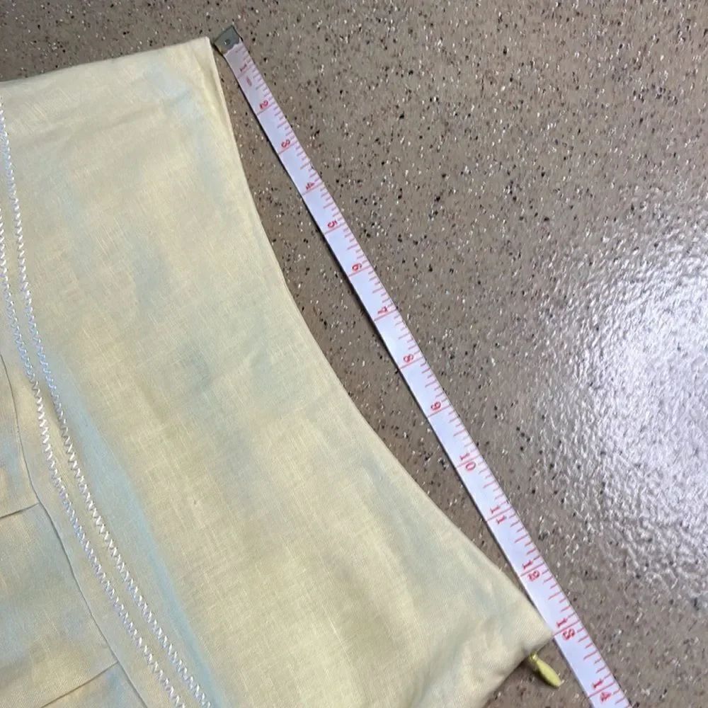 Peck & Peck Petite yellow 100% linen embroidered drop waist A-Line Midi skirt - Picture 9 of 14